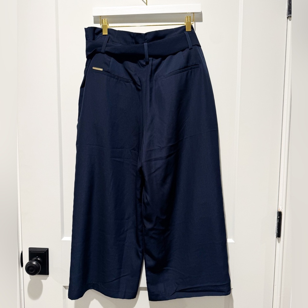 Michael Kors Navy blue belted wide leg pants - Picture 2 of 7